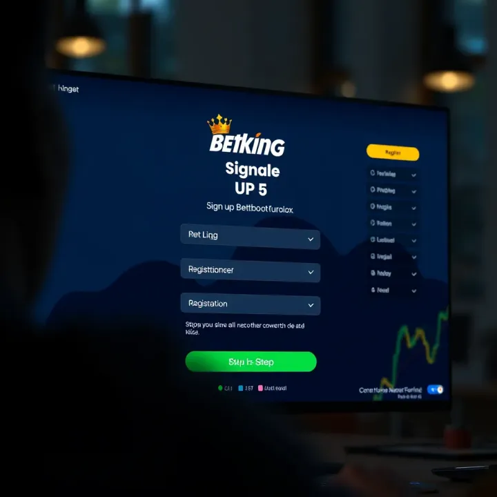 Screen showing BetKing app registration form with fields for user account creation