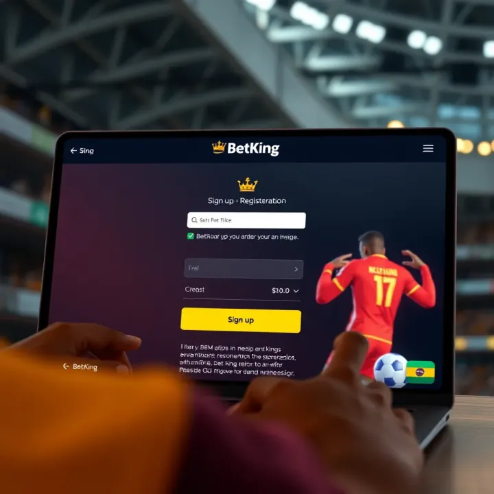 User filling out registration form on BetKing platform with a mobile device