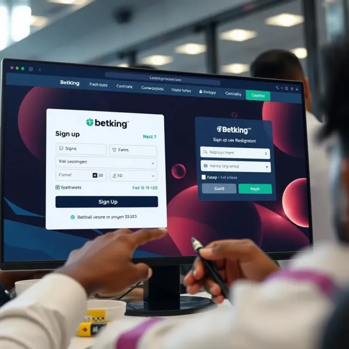 Illustration of a mobile phone displaying BetKing coupon codes on a vibrant sports betting app interface
