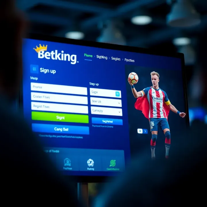 A digital interface showing a user completing the Betking account registration form on a laptop screen