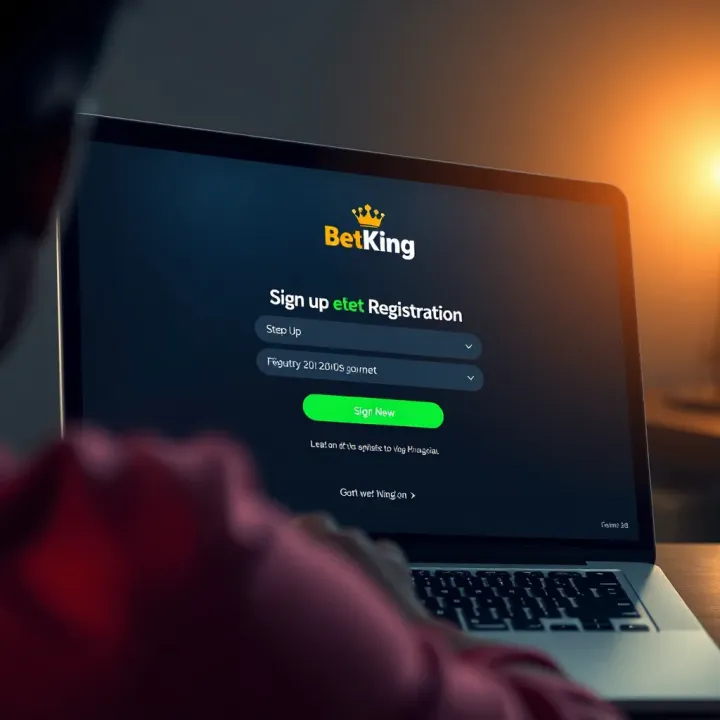 User interacting with BetKing website on laptop screen showing account settings