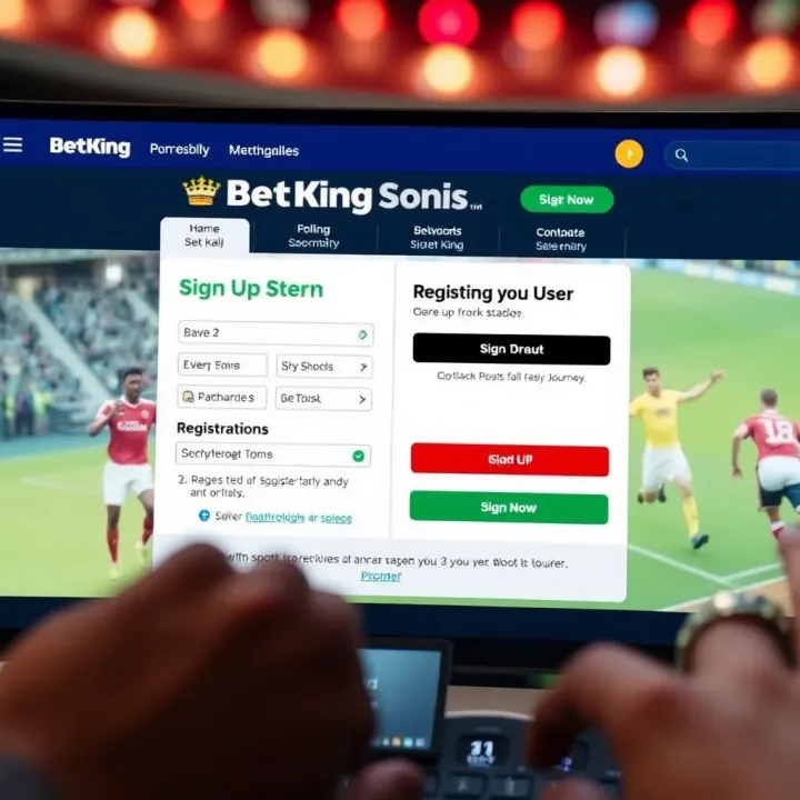Mobile phone displaying the BetKing registration screen with Nigerian sports betting options
